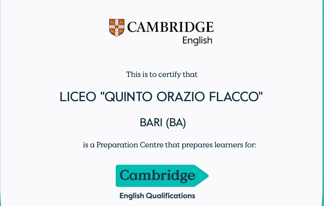 Certificato Cambridge Preparation Centre 2026-2027