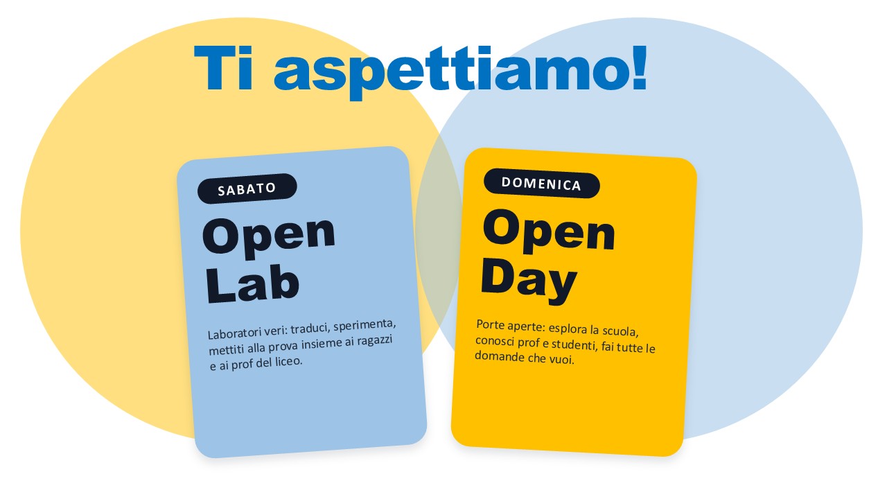 Domenica OPEN DAY - Sabato OPEN LAB – a.s. 2026/2027